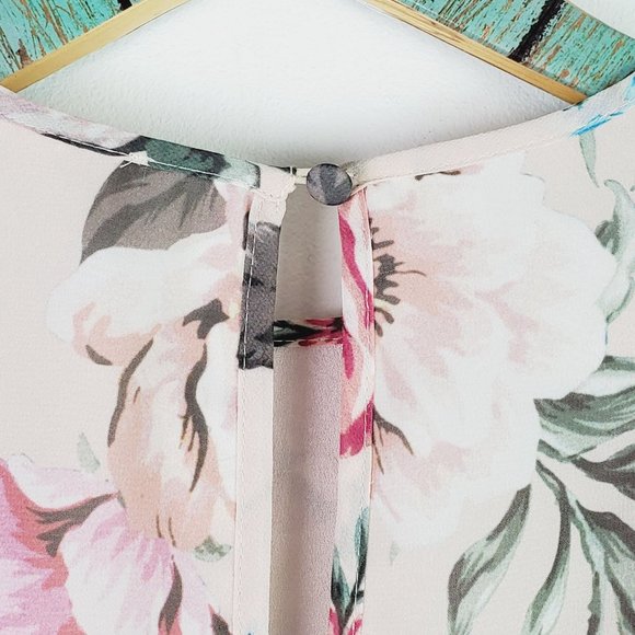 Yumi Kim Tie Me Over Dress, Pink Floral, Faux Wrap Skirt, Sz XS - Picture 13 of 13